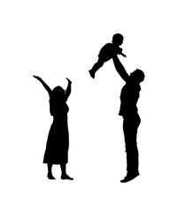 Wall Mural - Family mom and dad walking together with kids children vector