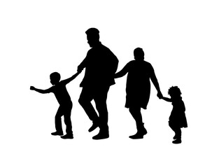 Wall Mural - Family mom and dad walking together with kids children vector