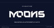 Moons abstract digital technology logo font alphabet. Minimal modern urban fonts for logo, brand etc. Typography typeface uppercase lowercase and number. vector illustration