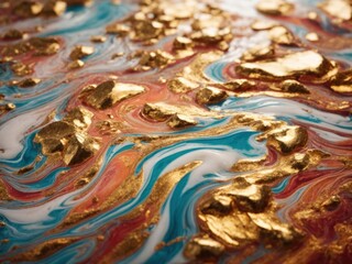 Wall Mural - Realistic liquid marble background with gold. Generative AI