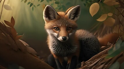 Wall Mural - adorable baby fox. created with generative ai.