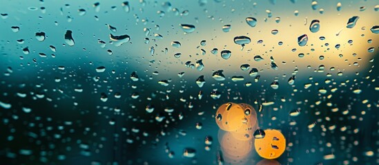 Poster - Water droplets on the car glass.