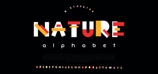 Wall Mural - Nature, luxury modern font alphabet vector set