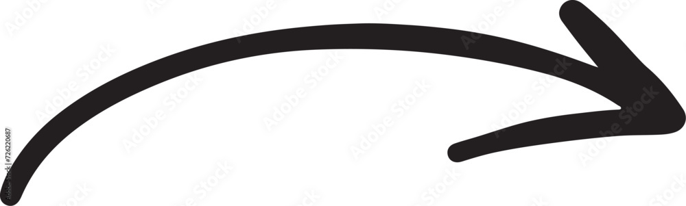 Long curved hand drawn arrow vector Stock Vector | Adobe Stock
