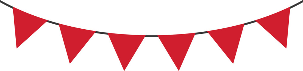 Wall Mural - Seamless red triangle party bunting border. birthday party decoration. Flat design illustration.