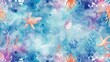 © Sagar - watercolor background underwater life seamless pattern.