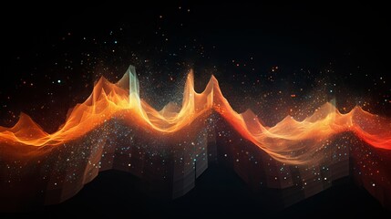 Wall Mural - abstract background of colorful glowing particles pulsing to the rhythm of sound waves. music visual
