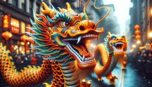 A Vibrant Colorful Dragon As Seen In Traditional Chinese Parades