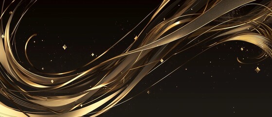 Wall Mural - luxury black gold background with swirl and flower