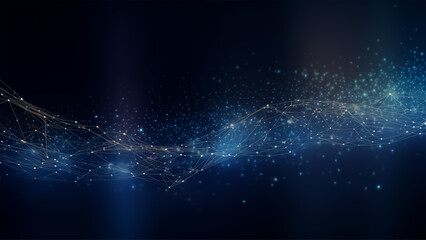 Abstract dark blue tech background quantum computing network system and electronic global intelligence