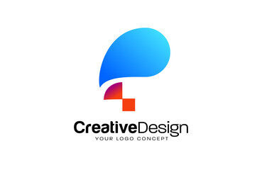 Wall Mural - pixel concept p letter logo design with red and blue colors and modern look vector