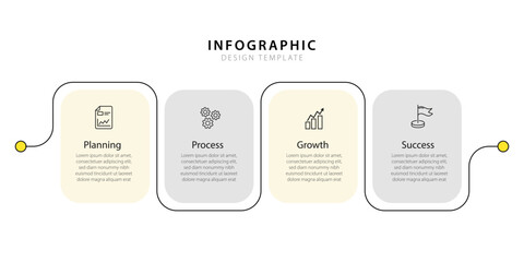 Wall Mural - Timeline infographic template. 4 Step timeline journey, calendar Flat simple infographics design template. presentation graph. Business concept with 4 options, vector illustration.