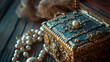 Closeup photo of a beautiful vintage jewelry box