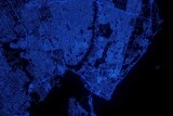 Fototapeta  - Street map of Maputo (Mozambique) made with blue illumination and glow effect. Top view on roads network
