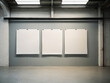 © shrinay - Three blank white posters hanging on wall. poster mockup. Generative AI