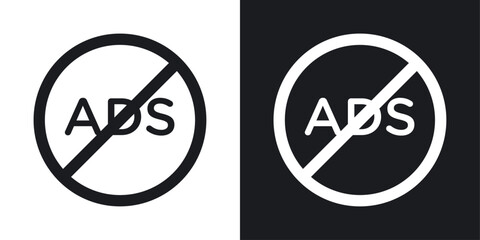 Ad Blocker Icon Designed in a Line Style on White Background.