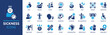 Sickness icon set. Containing disease, fever, patient, sick, illness, infection, symptom, injury, pain and more. Solid vector icons collection.