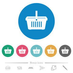 Poster - Shopping basket flat round icons