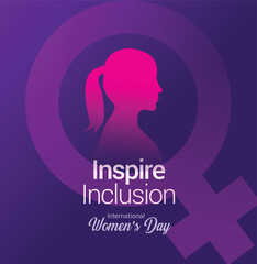 Wall Mural - International women's day concept poster. Woman sign illustration background. 2024 women's day campaign theme- #InspireInclusion