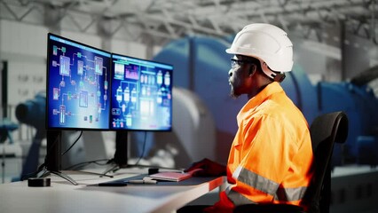 Wall Mural - Man Working In Power Plant Electricity