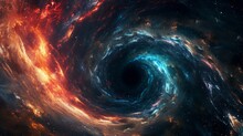 Black Hole, Science Fiction Wallpaper. Beauty Of Deep Space. Colorful Graphics For Background, Like Water Waves, Clouds, Night Sky, Universe, Galaxy, Planets