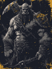 Wall Mural - ogre warrior graphic vector for tshirt