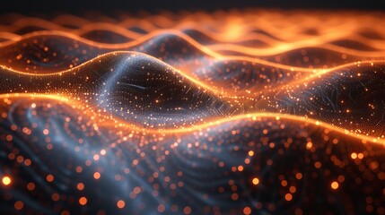 Aufkleber - A dynamic wave of glowing points. Futuristic background for presentation design. 3D.
