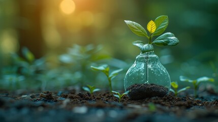 Aufkleber - Green Computing, Green Technology, Green IT, CR, and IT ethics concept, tree growing on light bulb.