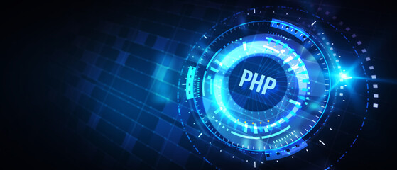 Business, Technology, Internet and network concept. PHP abbreviation. Modern technology concept. 3d illustration