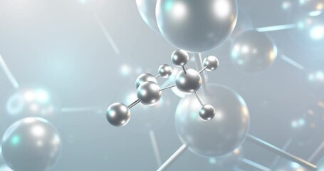 Wall Mural - Acetic acid rotating 3d molecule, molecular structure of ethanoic acid, seamless video