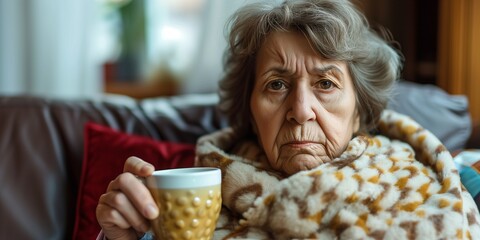 Wall Mural - An Elderly woman With cold flu