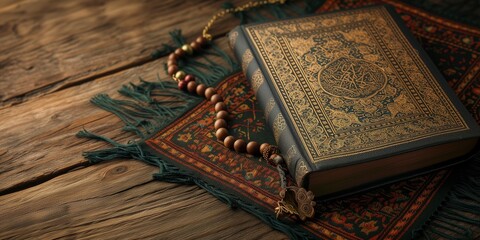 Canvas Print - Holy Quran with rosary.