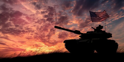 Silhouette of an army tank