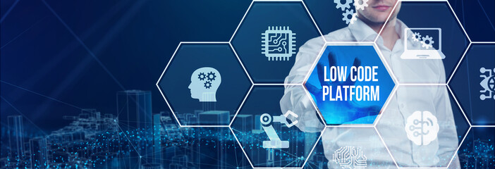 Low Code software development platform technology concept.