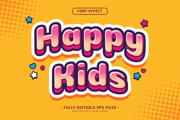 Wall Mural - editable vector 3d text effect happy kids font design
