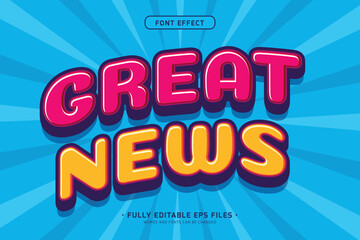 Wall Mural - 3d editable vector text effect great news with vibrant color design