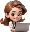 © wowyoung - Female 3D character looking at laptop