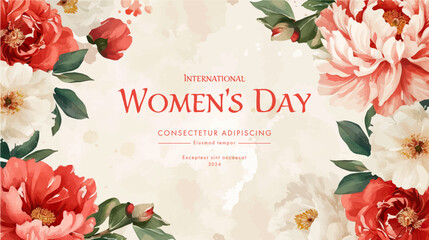Poster - Women's Day. Greeting card with flowers. Vector illustration.