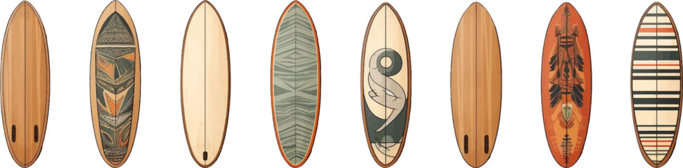 Wall Mural - Set of surfboards on white background