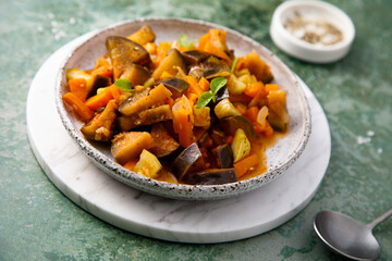 Canvas Print - Traditional vegetable ragout with fresh basil