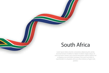 Wall Mural - Waving ribbon with flag of South Africa