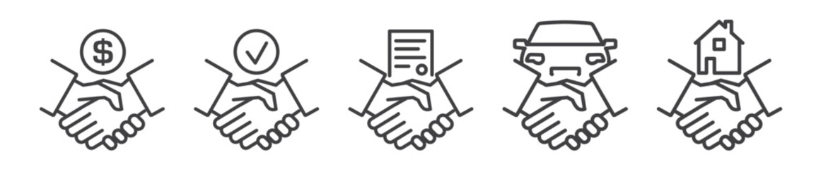 Wall Mural - Sales agreement and contract - Thine Line Icon Set on white background