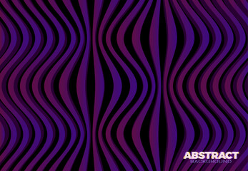 Abstract vector background of wavy pink purple 3D stripes with vibration illusion effect. Beautiful modern design template.