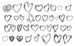 © Настя Прокопчук - Doodle style hand drawing. Black and white drawings of hearts. Isolated vector illustration