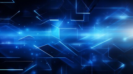 Wall Mural - vibrant blue abstract tech background with geometric shapes