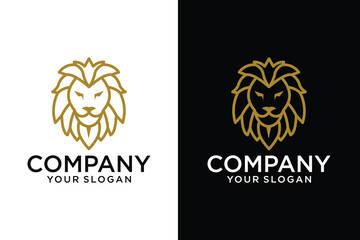 Wall Mural - Vintage lion head emblem logo design. Lion head line art vector icon