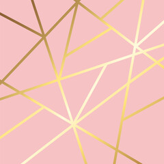 Wall Mural - Abstract elegant background with gold low poly design on rose gold background