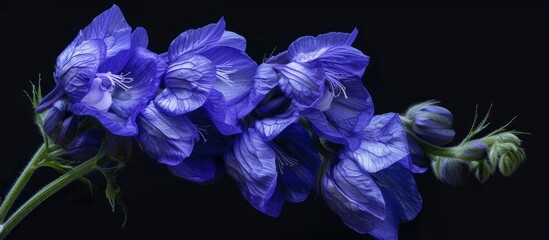 Canvas Print - Aconitum species, part of the Ranunculaceae family, are highly toxic plants due to the presence of the deadly alkaloid pseudaconitine.