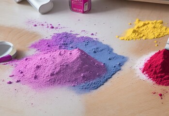 Wall Mural - Scattered painted powder on table