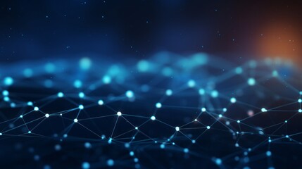 Sticker - blue futuristic space: 3d rendering abstract background with connected dots and lines